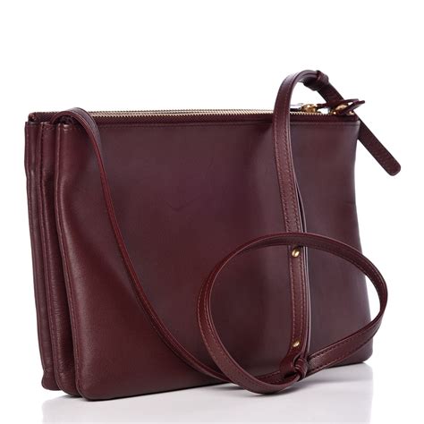 CELINE Lambskin Large Trio Crossbody Bag Bordeaux